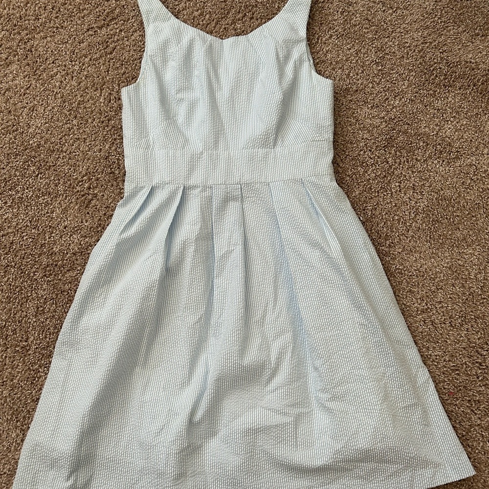 Coren Moore Sleeveless Seersucker Dress